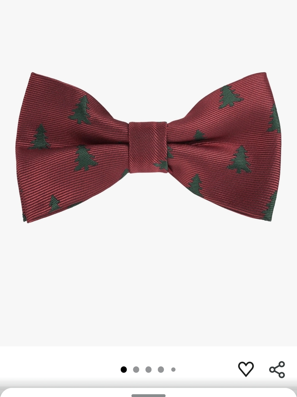 Kids Burgundy Bow Tie with Green Tree Motif